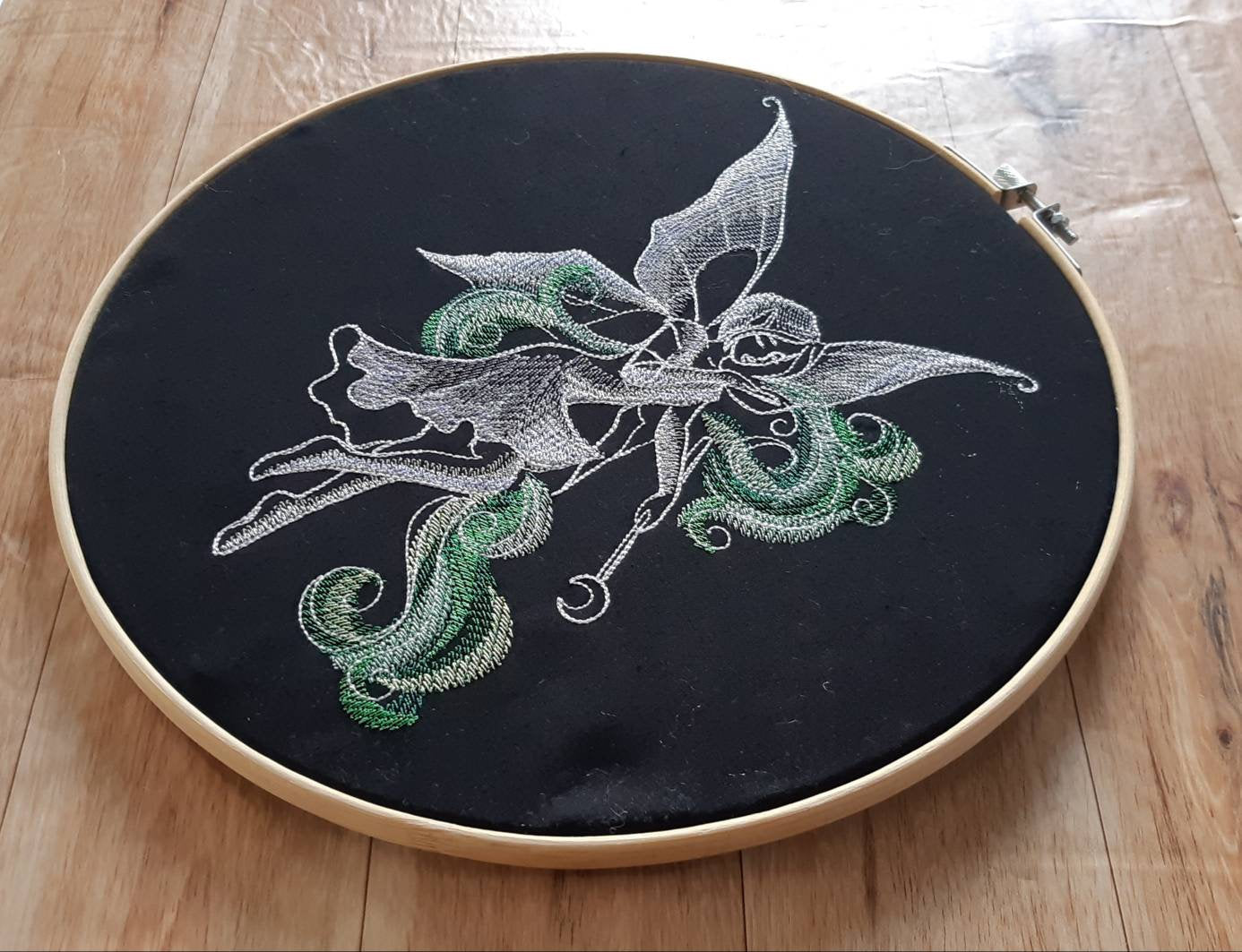 Embroidered Dark Fairy Wall Art, 10" Hoop