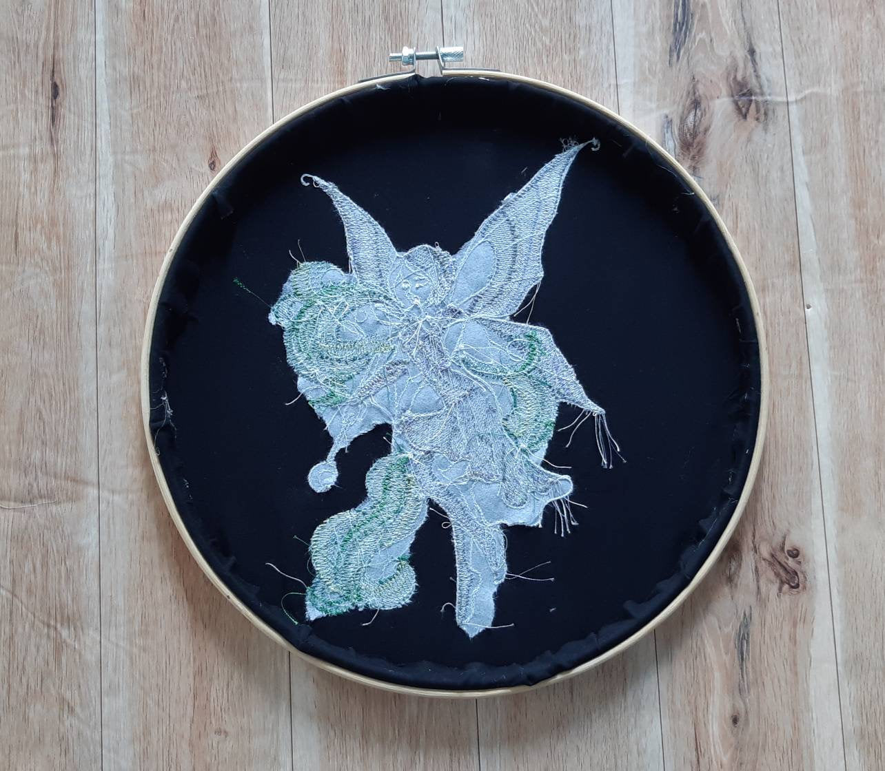 Embroidered Dark Fairy Wall Art, 10" Hoop