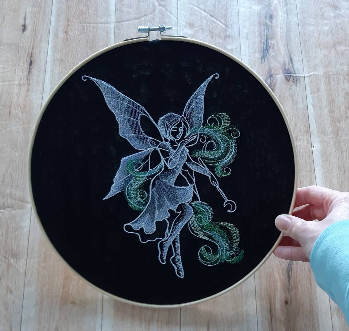 Embroidered Dark Fairy Wall Art, 10" Hoop