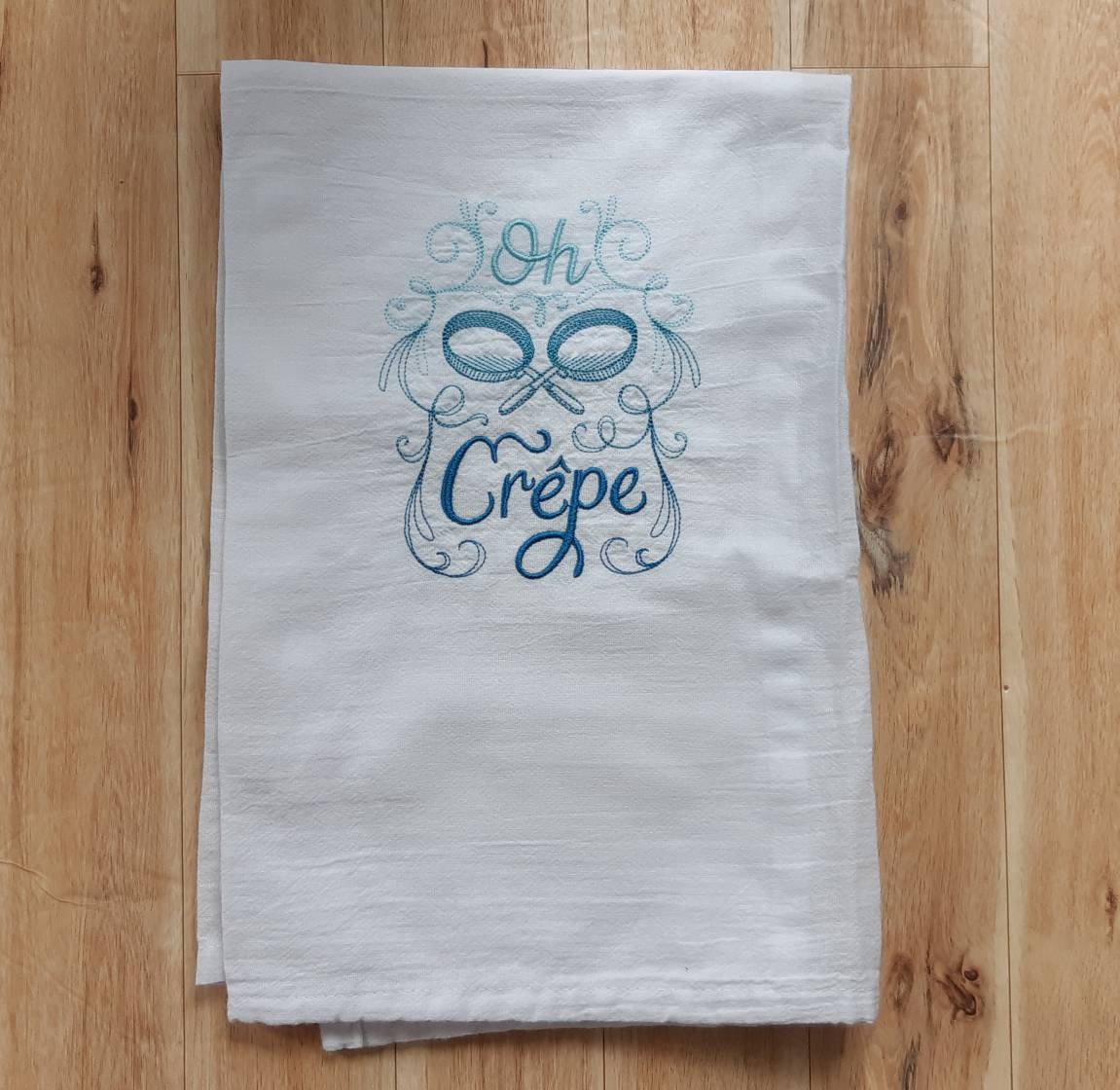 Embroidered Oh Crepe Tea Towel