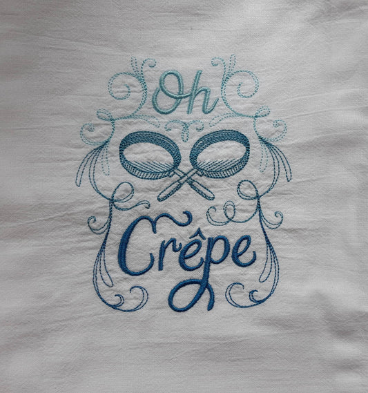 Embroidered Oh Crepe Tea Towel