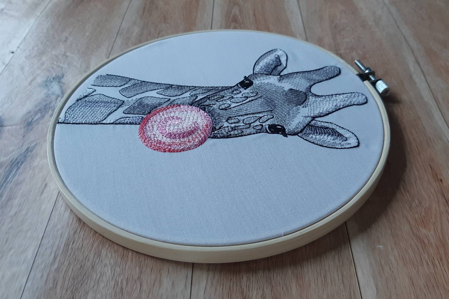 Giraffe Embroidered Hoop Art, 8" Hoop