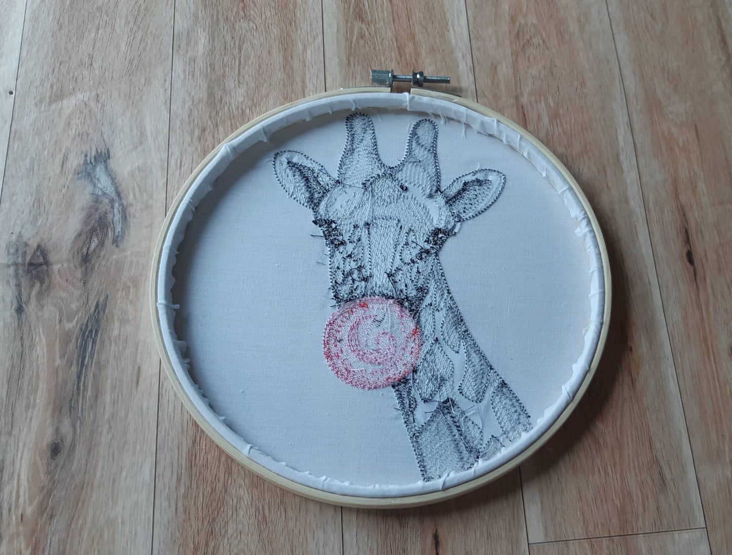 Giraffe Embroidered Hoop Art, 8" Hoop