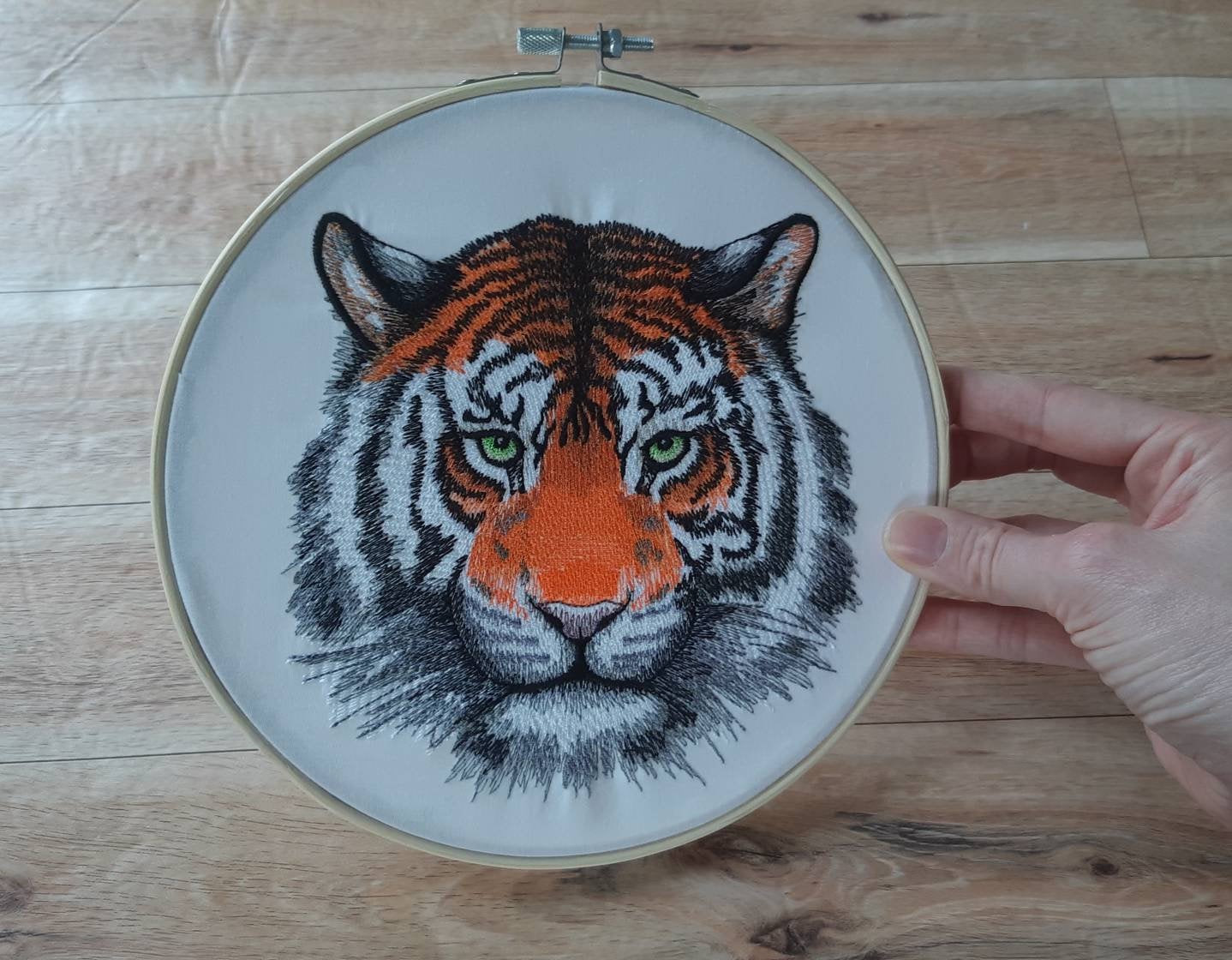 Embroidered Tiger Hoop Art, 8" hoop