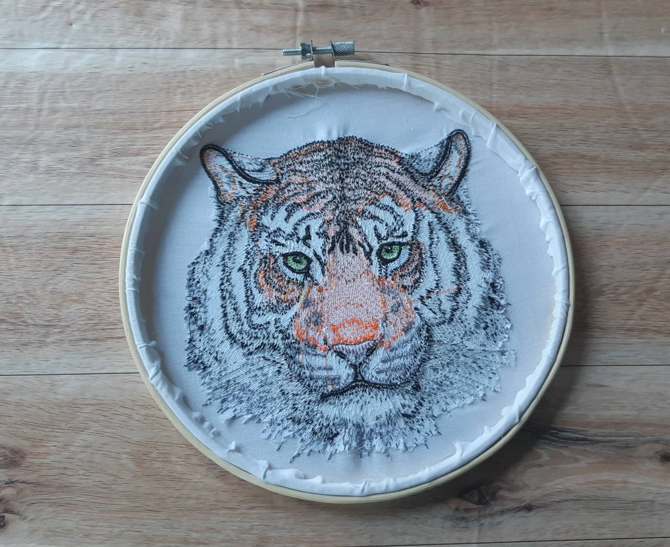 Embroidered Tiger Hoop Art, 8" hoop