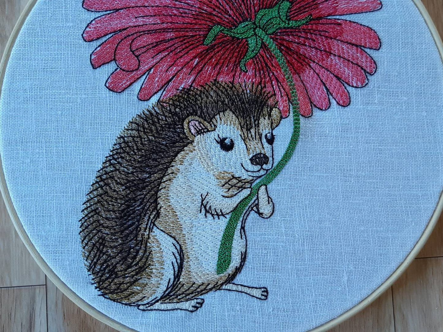 Hedgehog Embroidered hoop art, 8 inch hoop