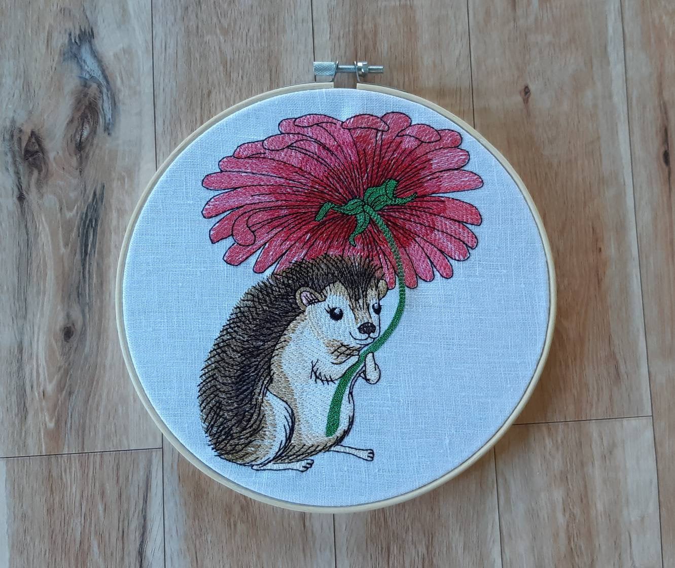 Hedgehog Embroidered hoop art, 8 inch hoop