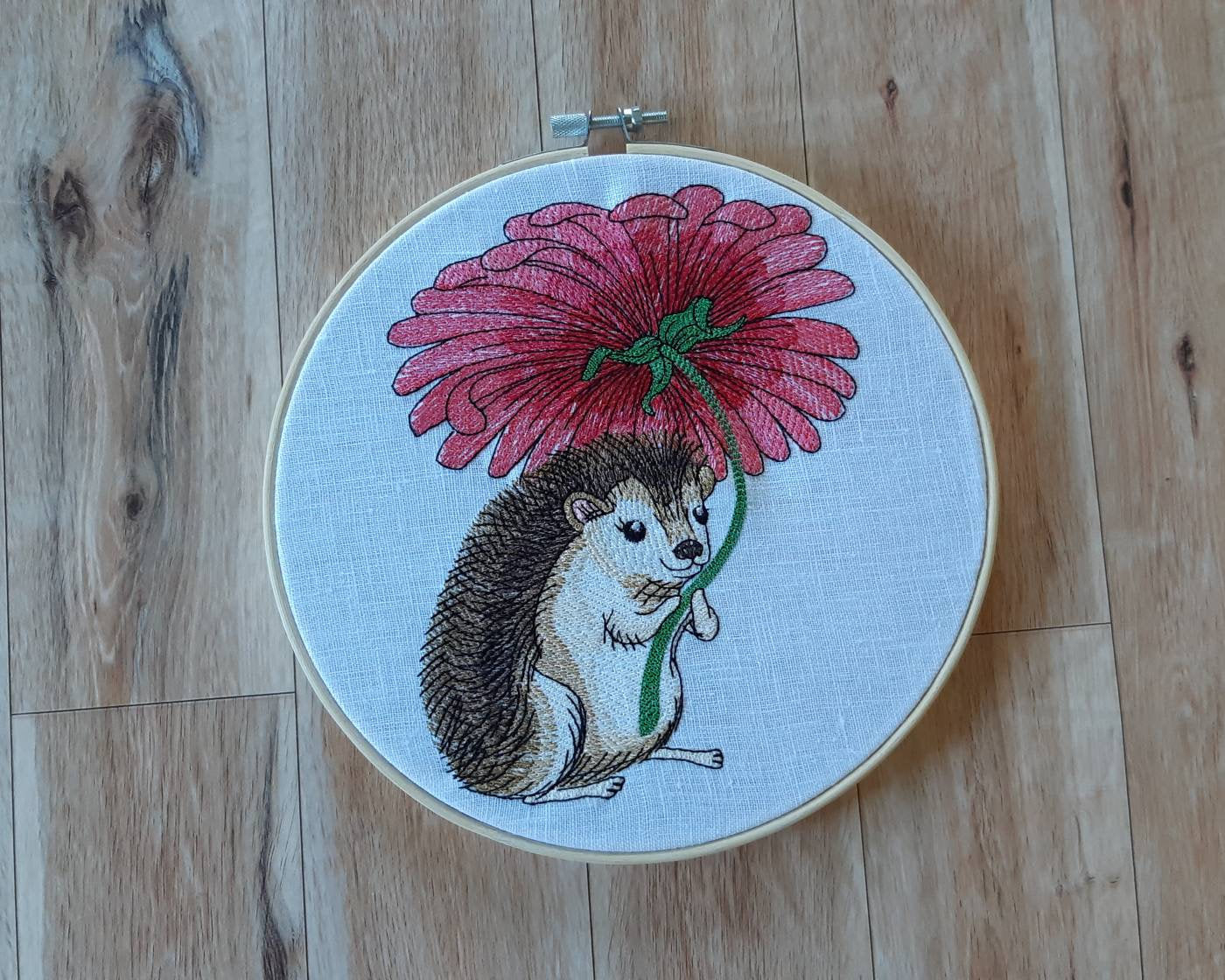 Hedgehog Embroidered hoop art, 8 inch hoop