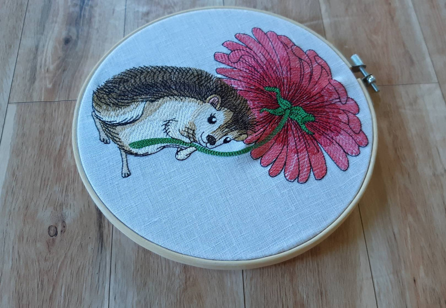 Hedgehog Embroidered hoop art, 8 inch hoop