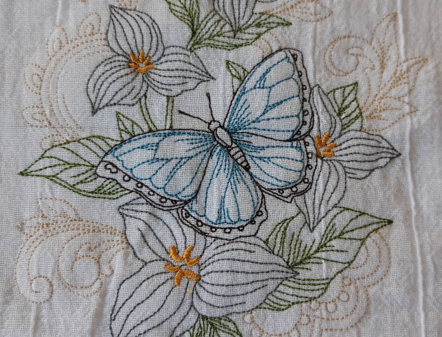 Embroidered Butterfly Flour Sack Towel