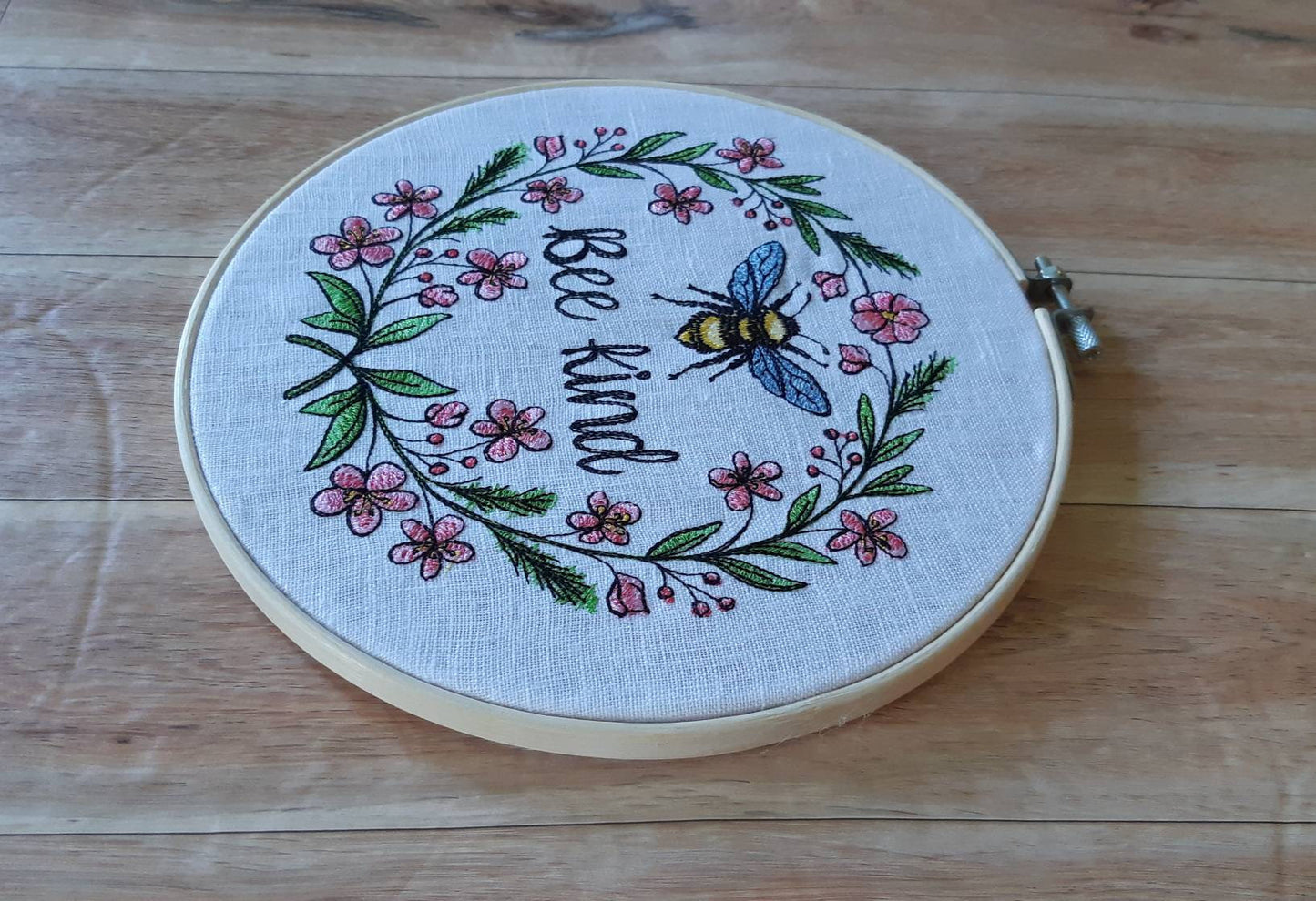 Embroidered Bee Hoop Art, 8 inch hoop