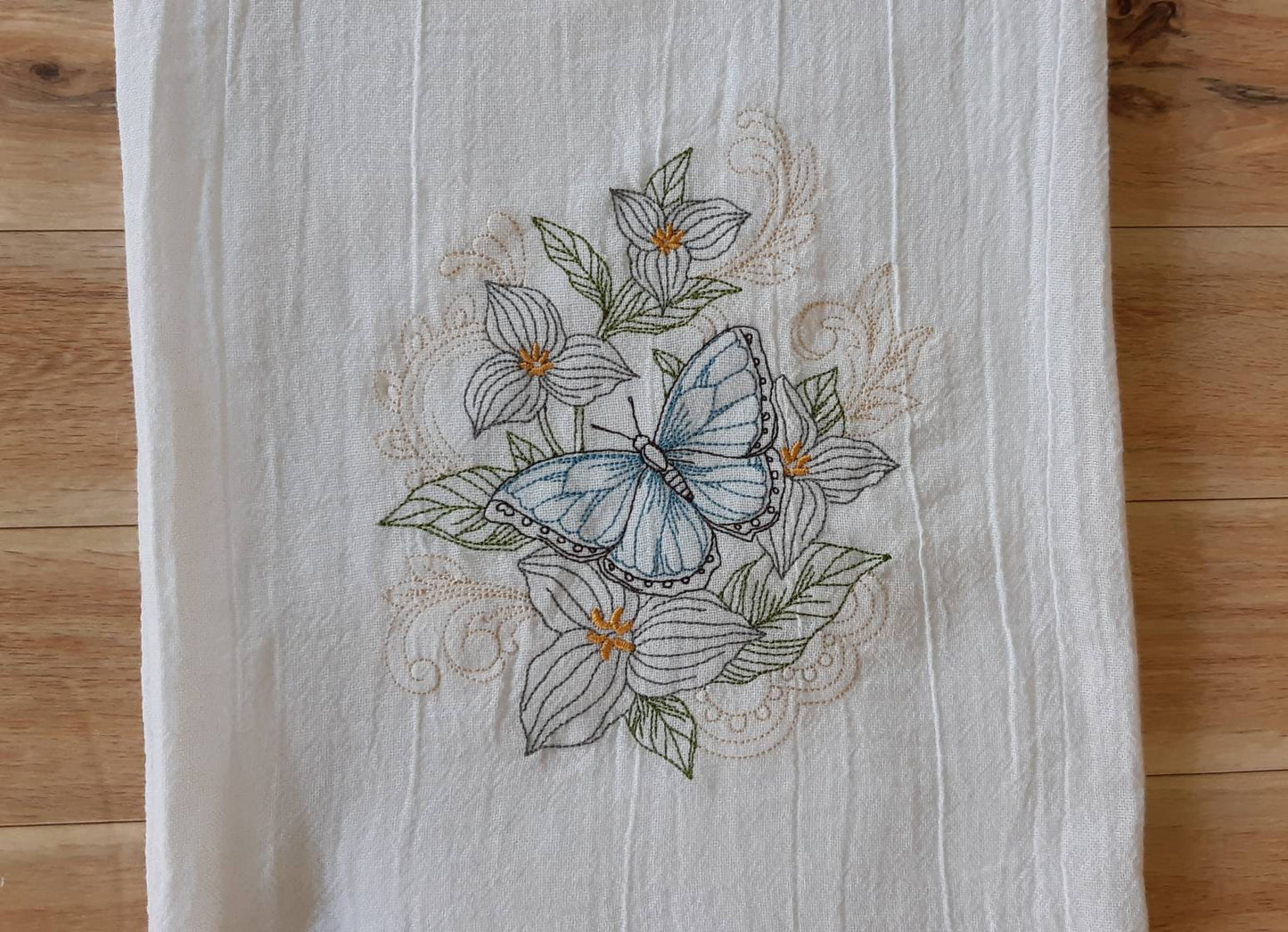 Embroidered Butterfly Flour Sack Towel