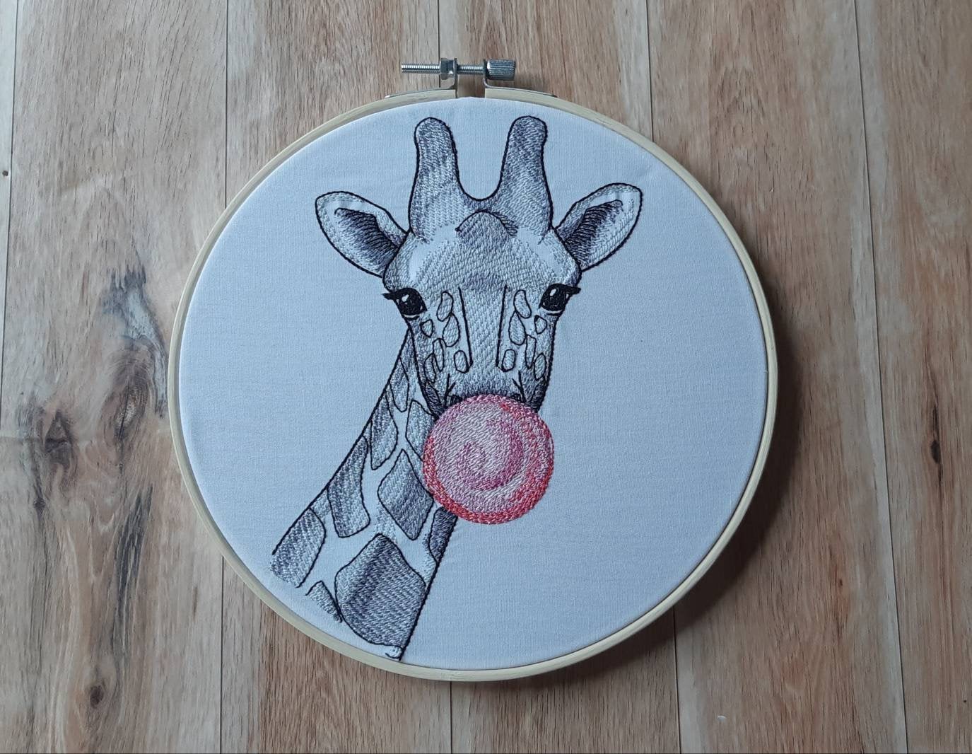 Giraffe Embroidered Hoop Art, 8" Hoop