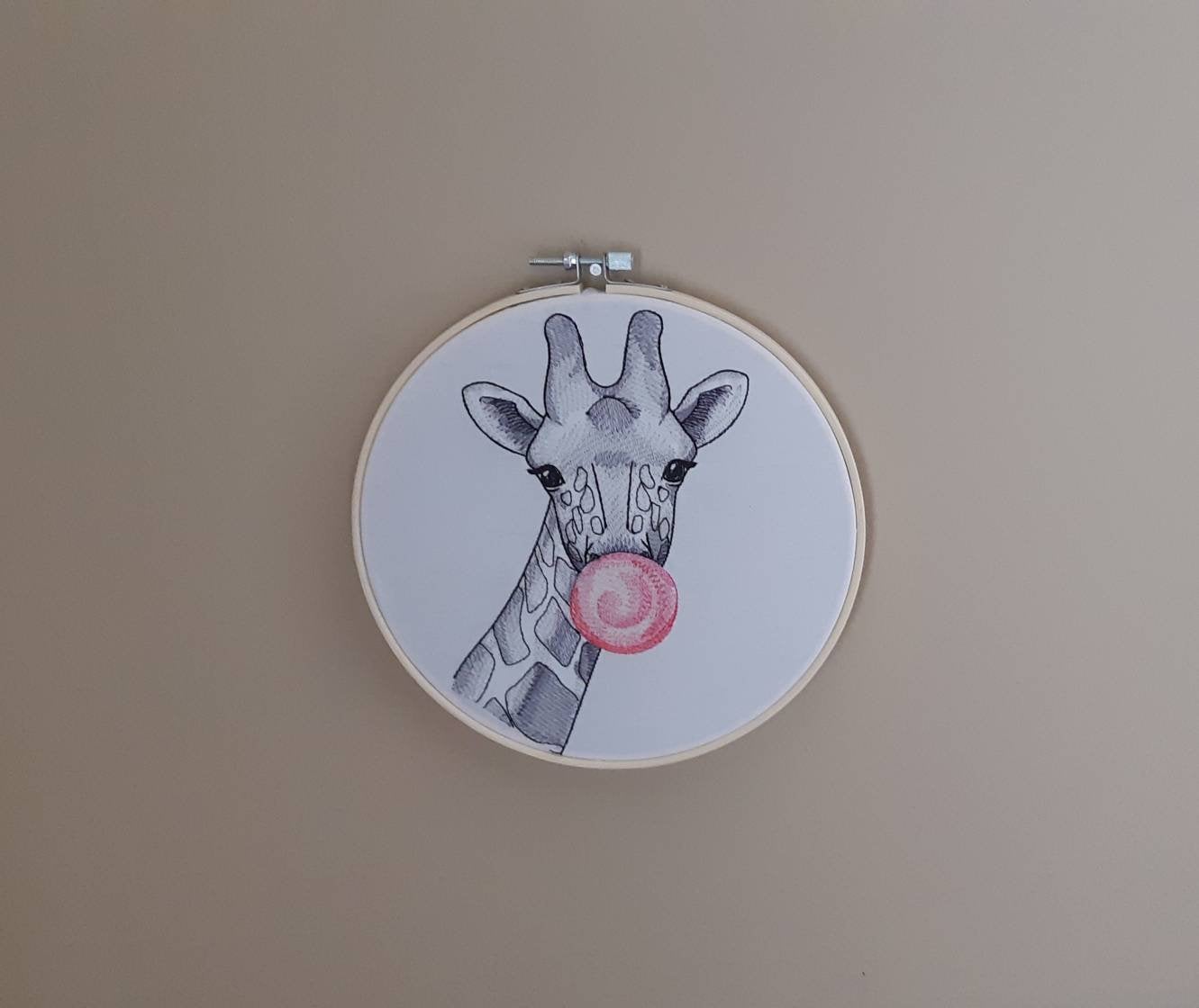 Giraffe Embroidered Hoop Art, 8" Hoop