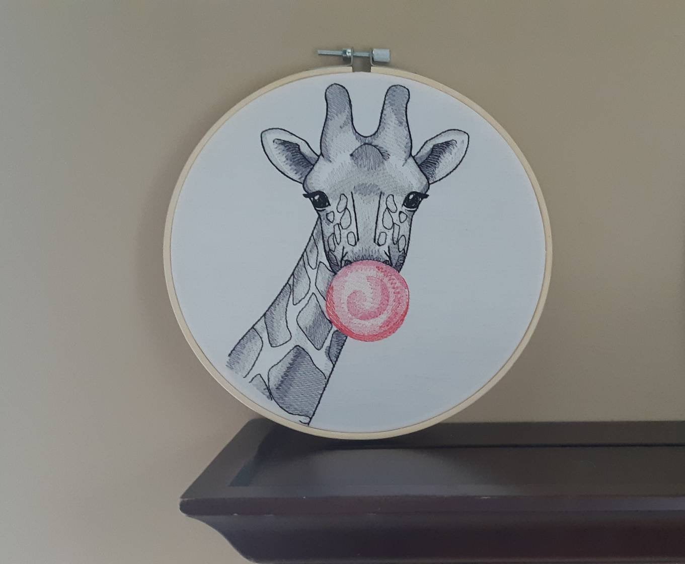 Giraffe Embroidered Hoop Art, 8" Hoop