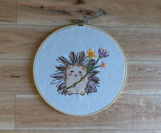 Embroidered Hedgehog Hoop Art, 8" Hoop