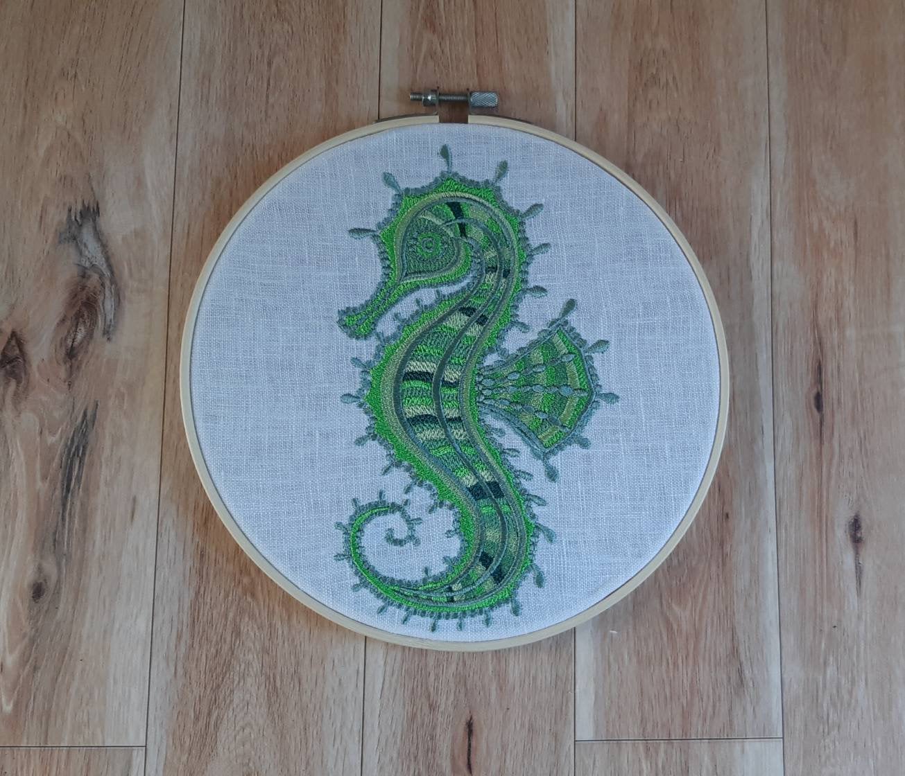 Seahorse Embroidered hoop art, 8 inch hoop