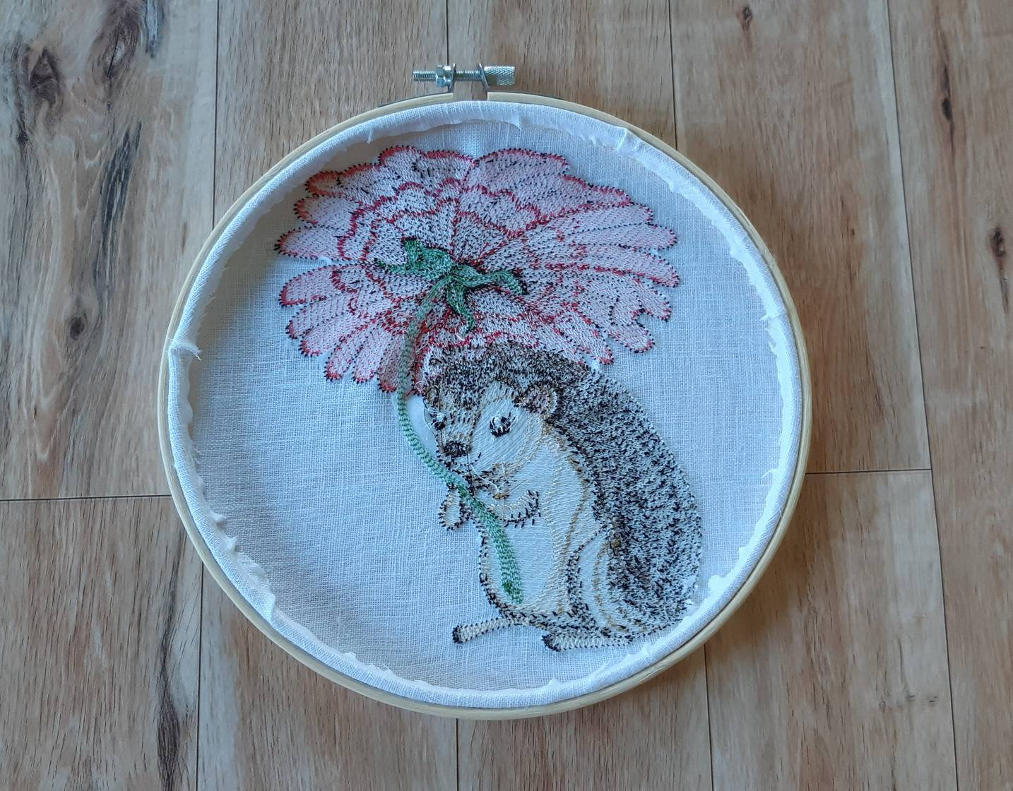 Hedgehog Embroidered hoop art, 8 inch hoop