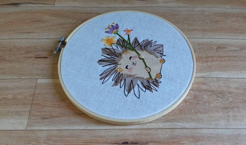 Embroidered Hedgehog Hoop Art, 8" Hoop