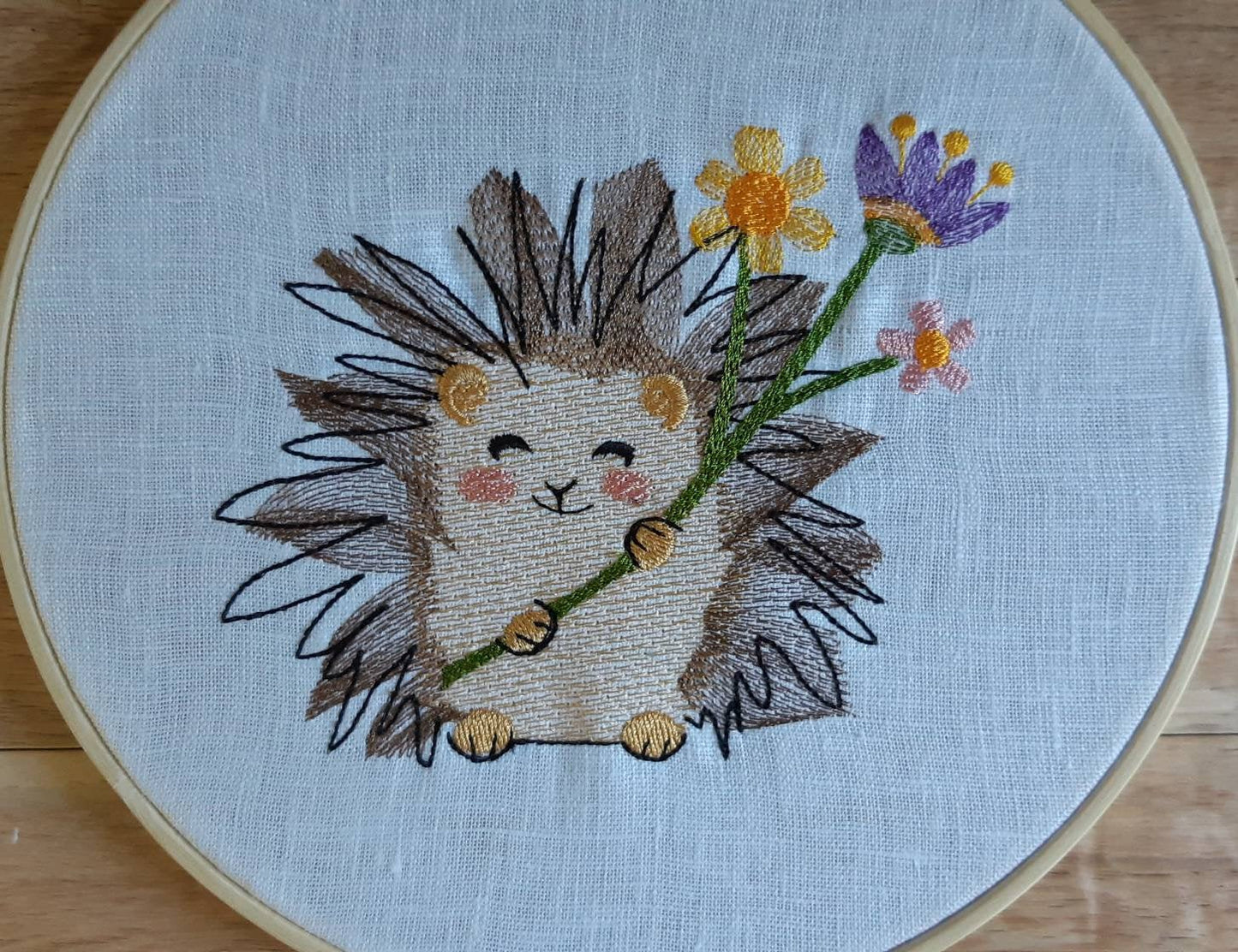 Embroidered Hedgehog Hoop Art, 8" Hoop