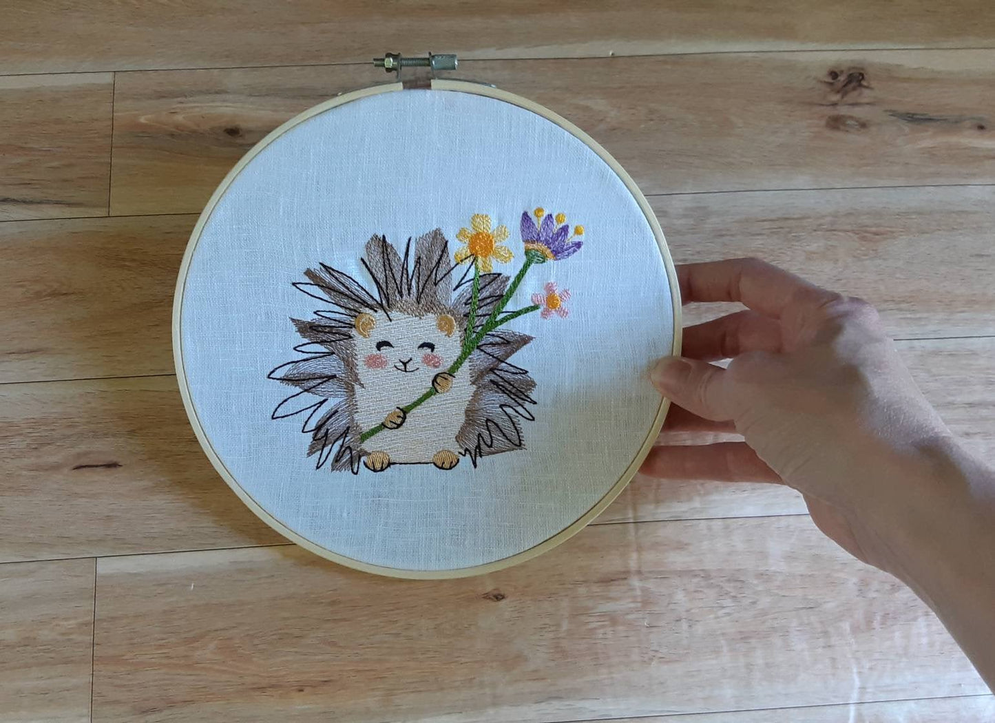 Embroidered Hedgehog Hoop Art, 8" Hoop