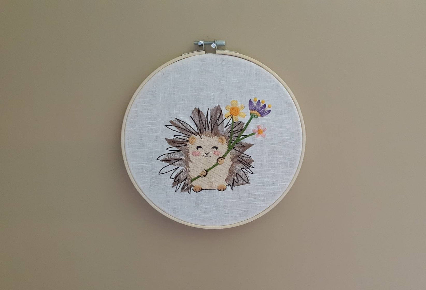 Embroidered Hedgehog Hoop Art, 8" Hoop