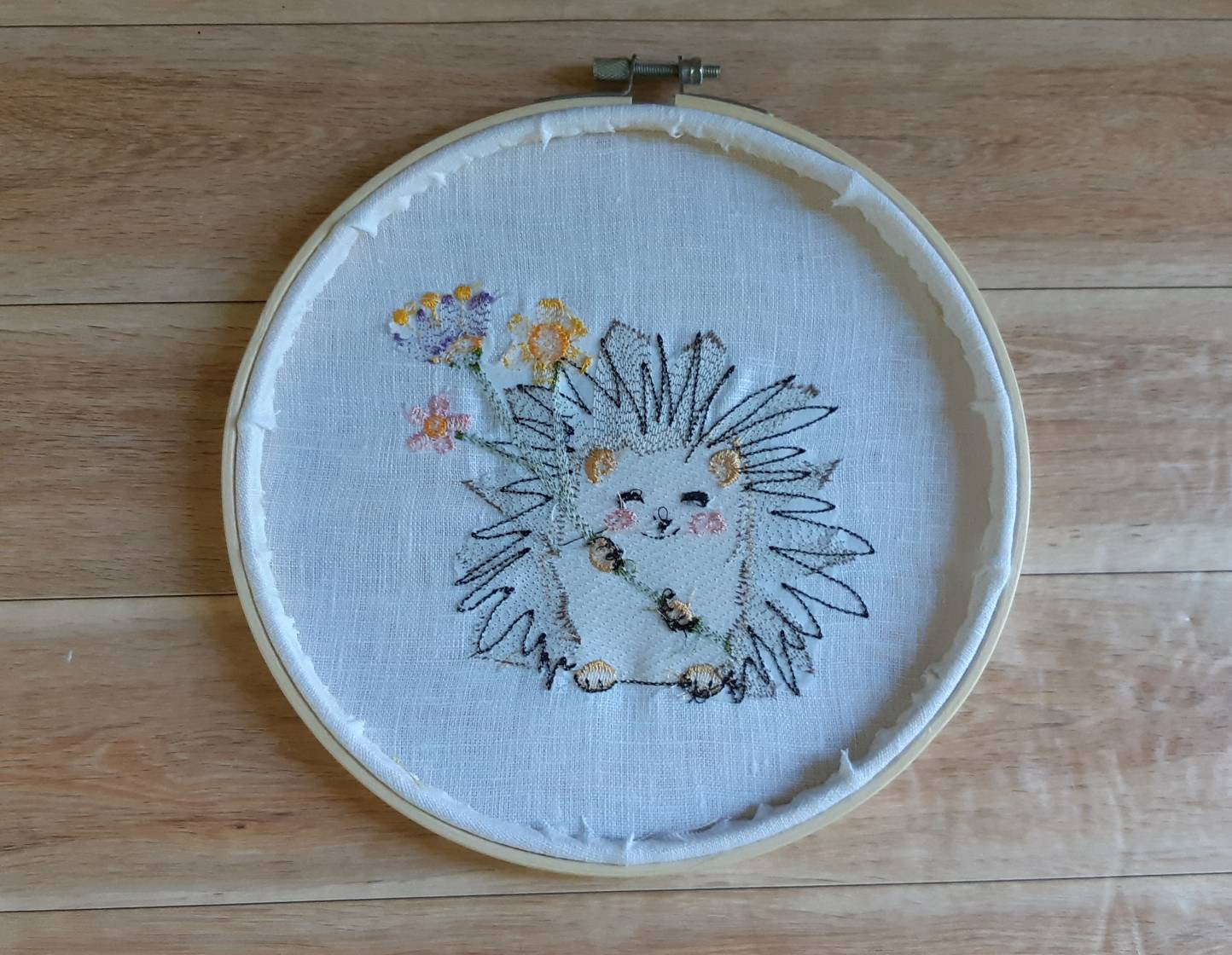 Embroidered Hedgehog Hoop Art, 8" Hoop