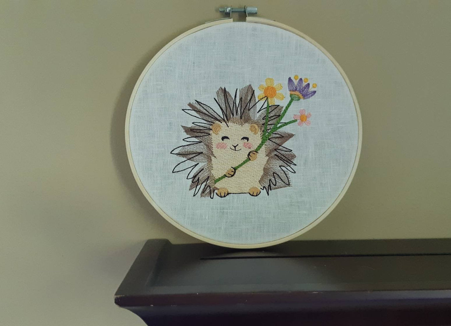 Embroidered Hedgehog Hoop Art, 8" Hoop