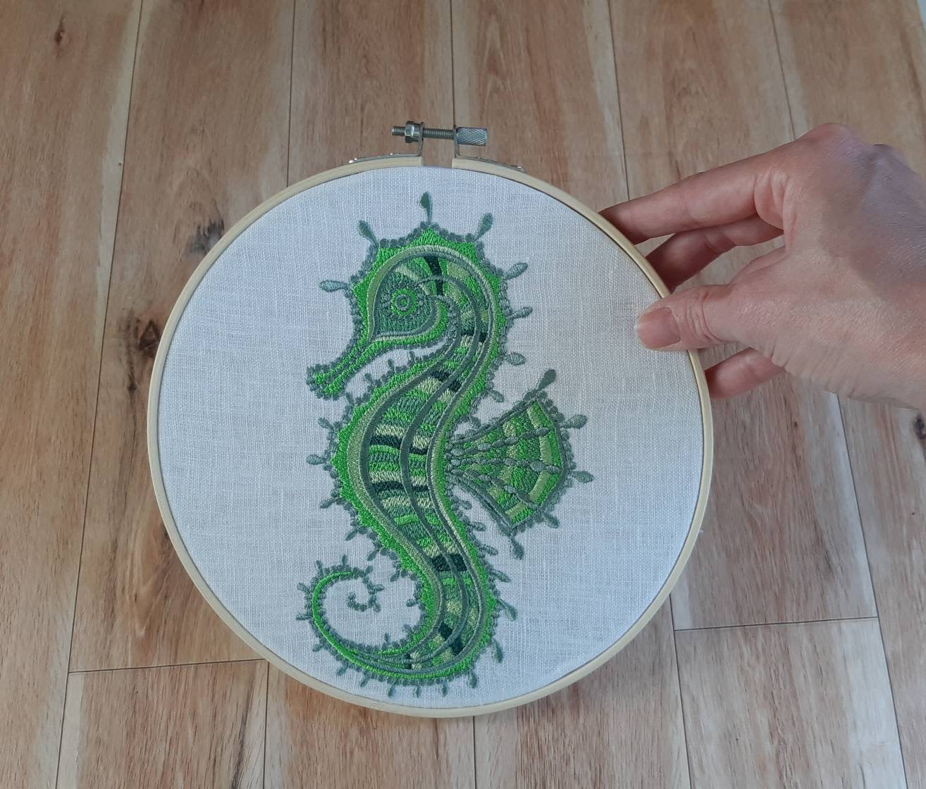 Seahorse Embroidered hoop art, 8 inch hoop