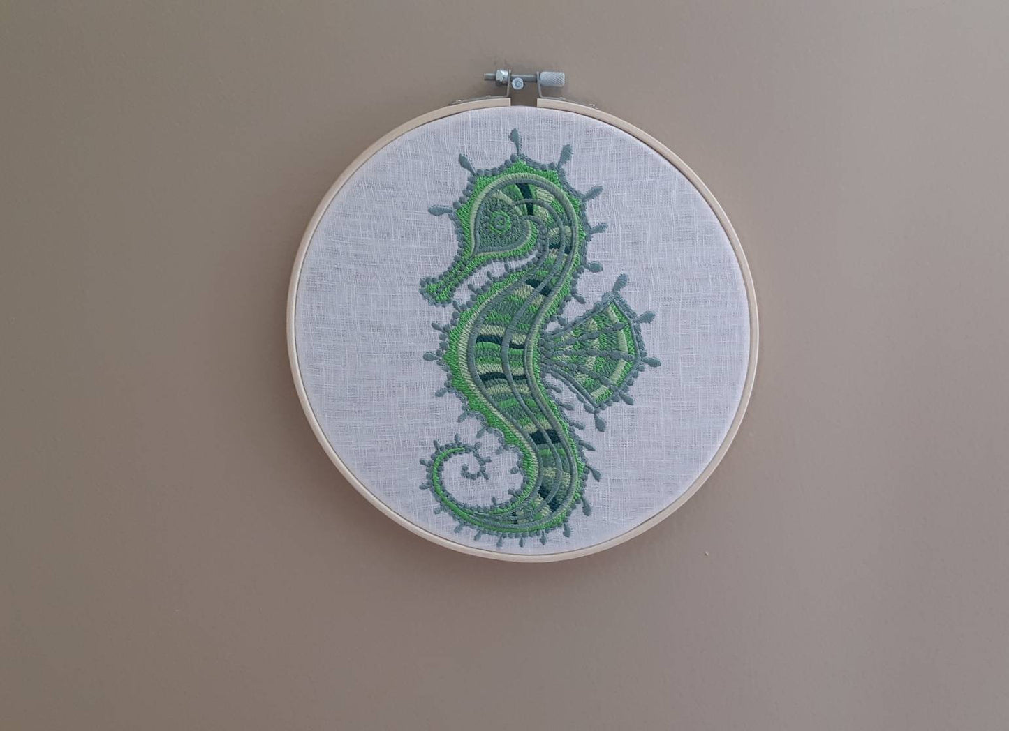 Seahorse Embroidered hoop art, 8 inch hoop