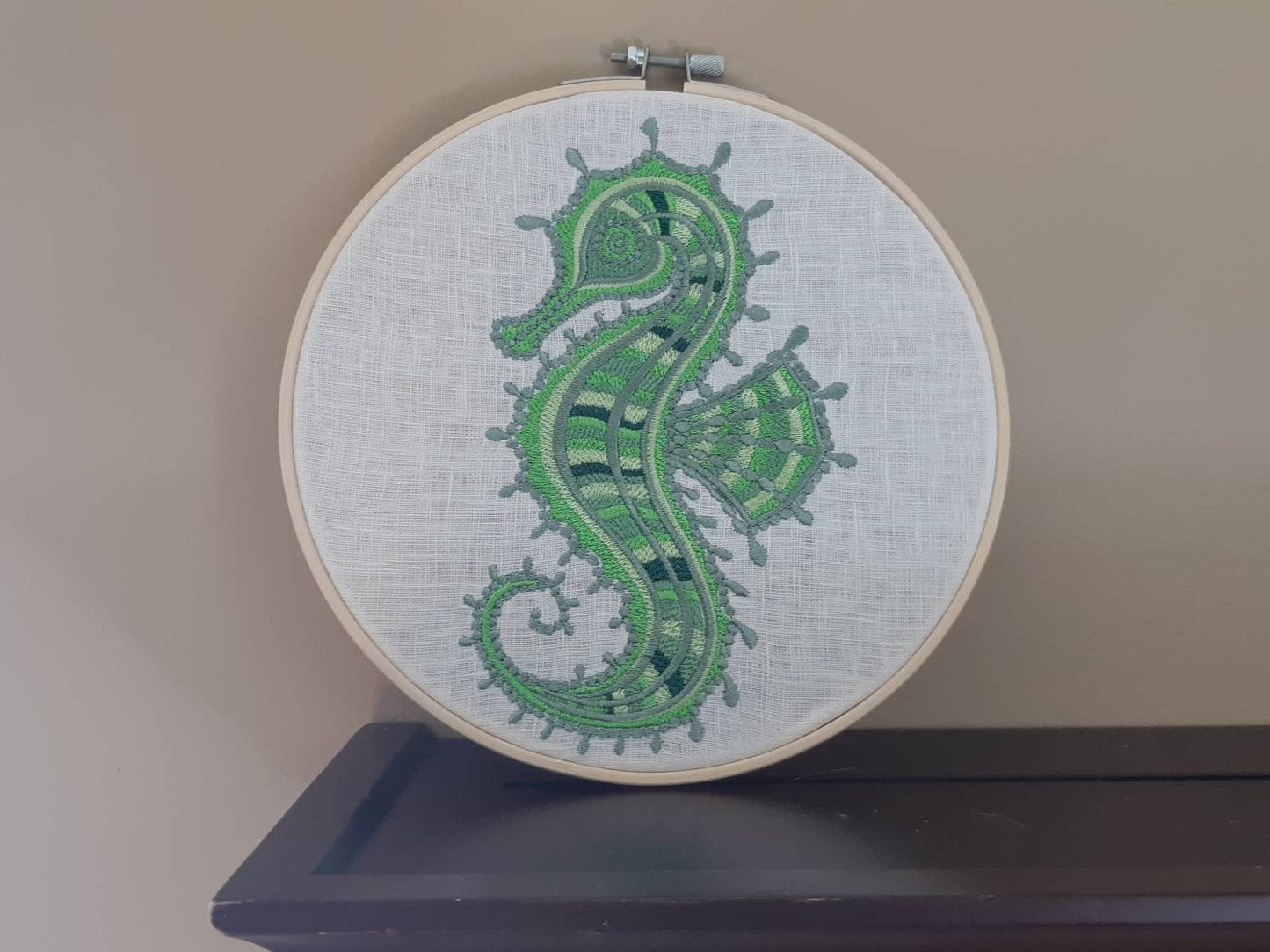 Seahorse Embroidered hoop art, 8 inch hoop