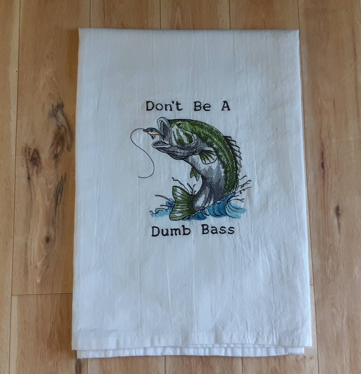 Embroidered Dumb Bass Fish Tea Towel