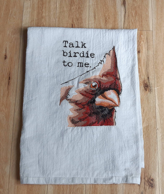 Embroidered Talk Birdie to Me Flour Sack Towel