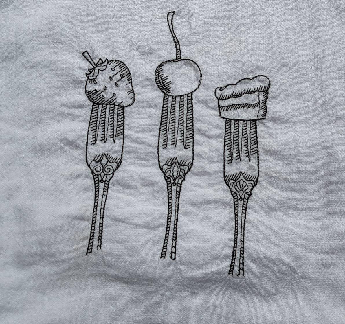 Embroidered Kitchen Utensil Flour Sack Towel