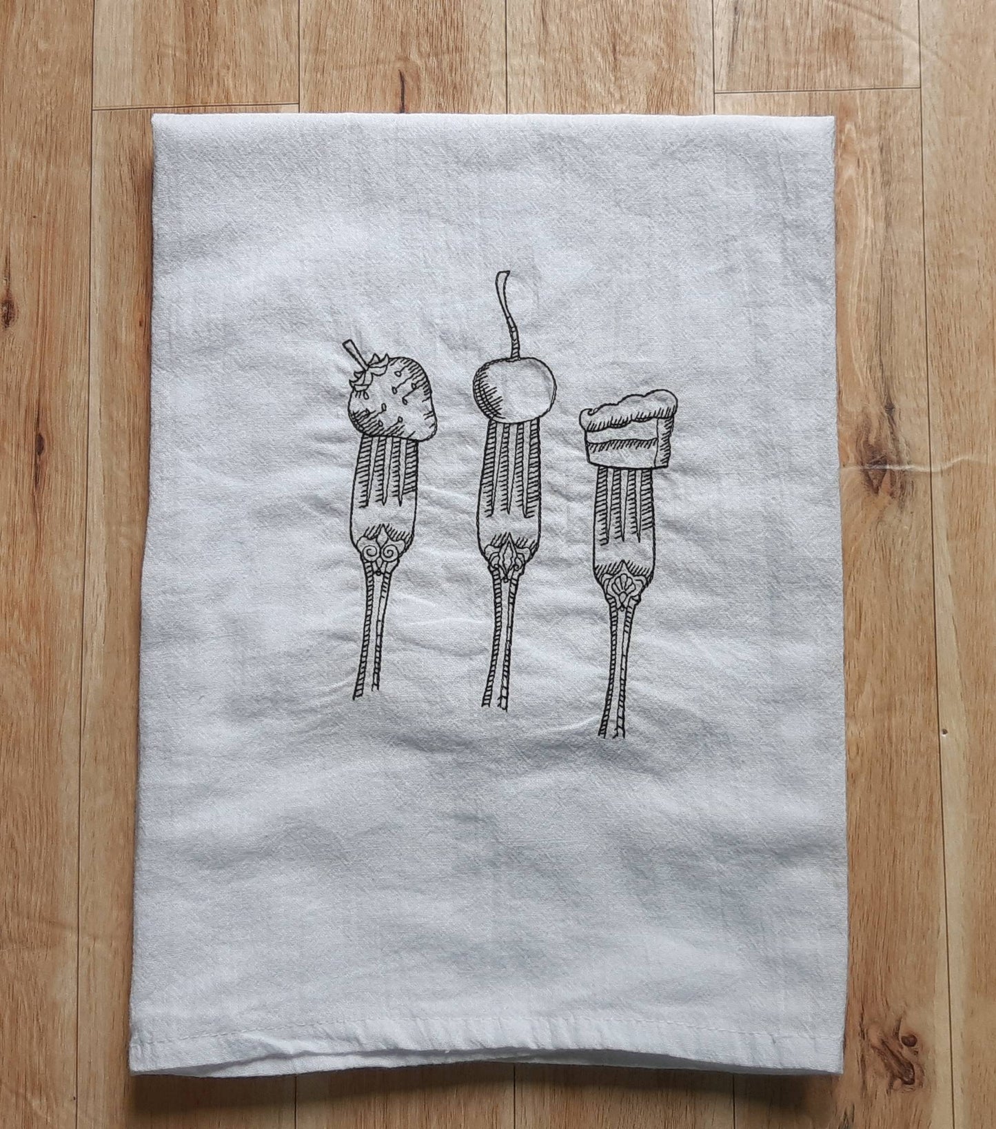 Embroidered Kitchen Utensil Flour Sack Towel