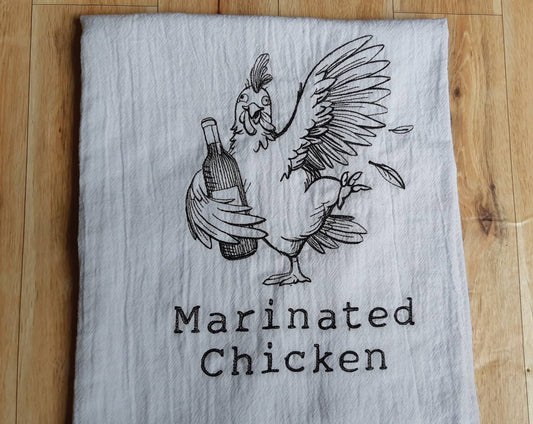 Embroidered Marinated Chicken Flour Sack Towel