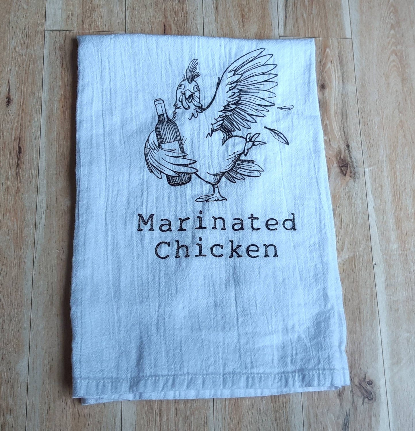 Embroidered Marinated Chicken Flour Sack Towel