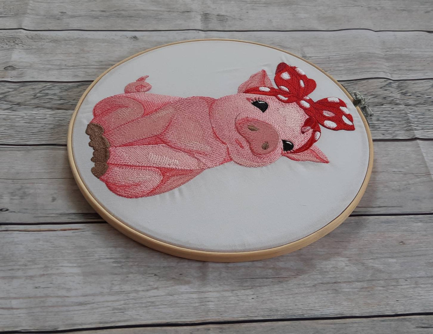 Pig Embroidered Hoop Art, 10 inch Hoop