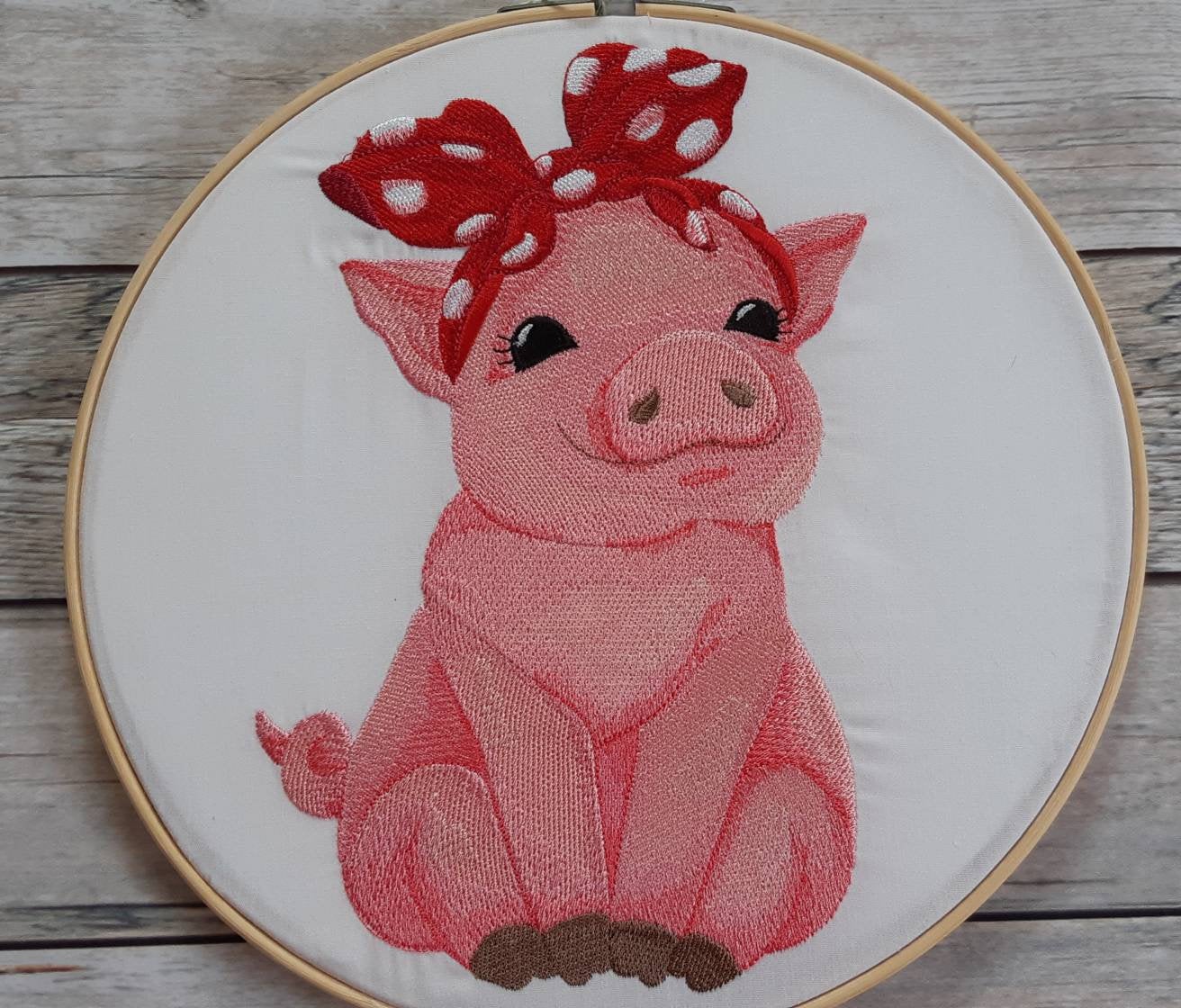 Pig Embroidered Hoop Art, 10 inch Hoop