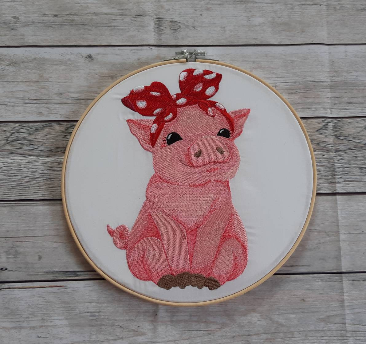 Pig Embroidered Hoop Art, 10 inch Hoop