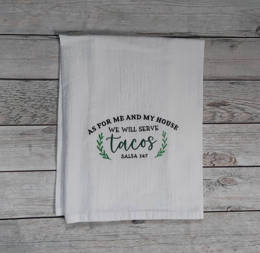 Embroidered Taco Flour Sack Tea Towel