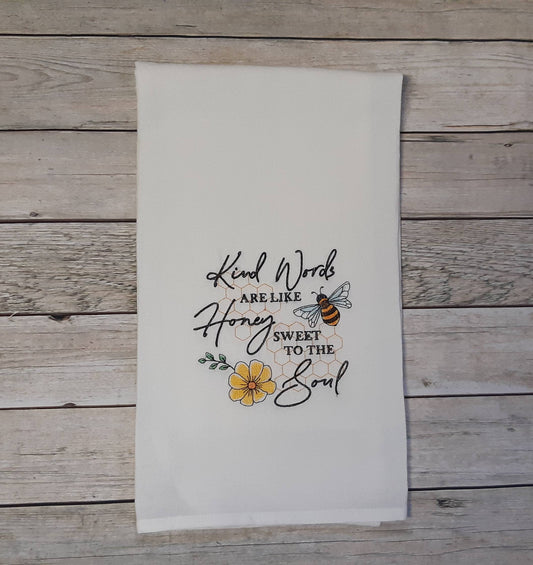 Embroidered Bee Flour Sack Towel