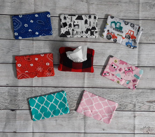 Pocket Tissue Holder, Travel tissue holder,  Fabric Tissue Pouch, Stocking Stuffer