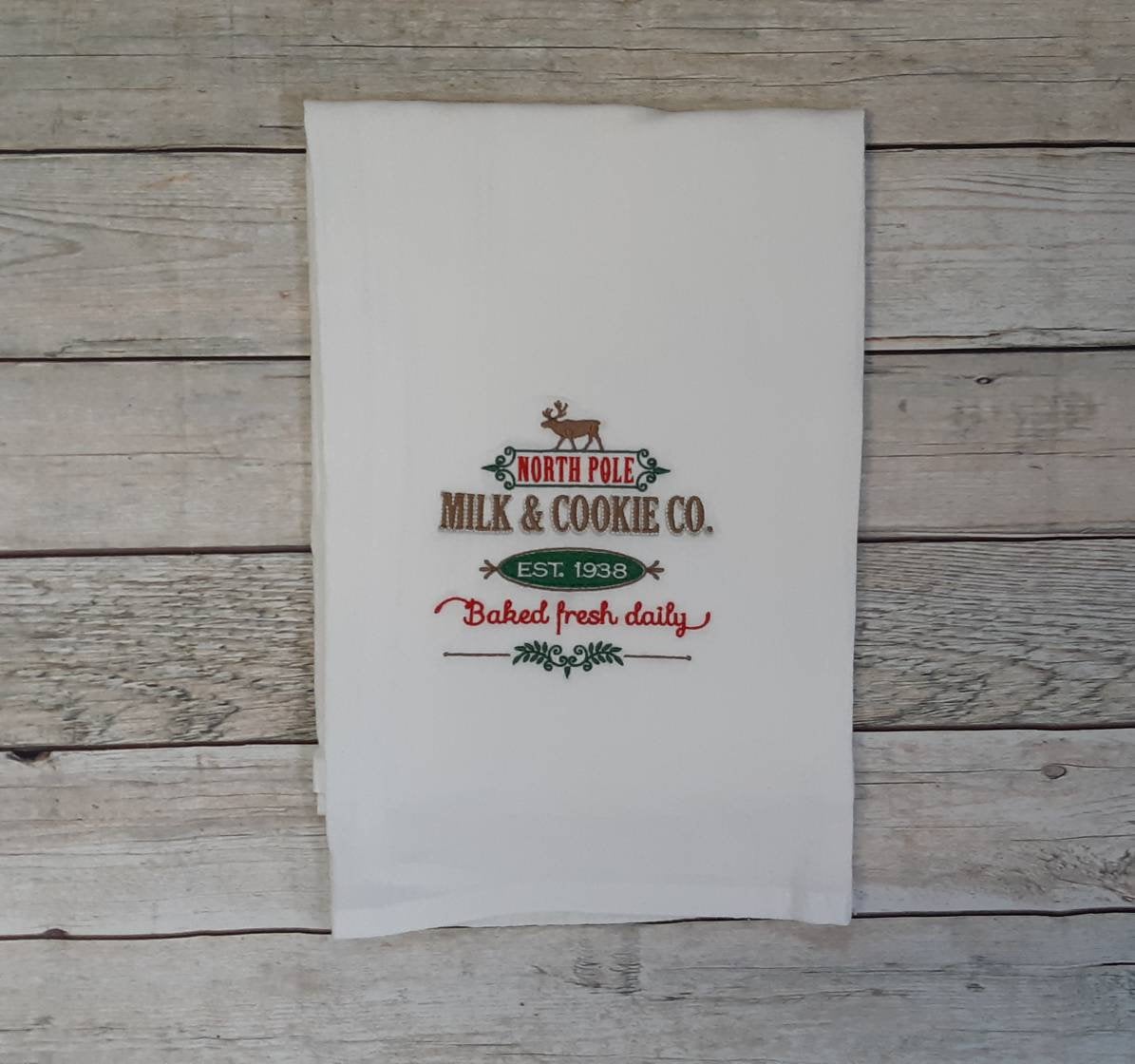 Embroidered Christmas Flour Sack Towel