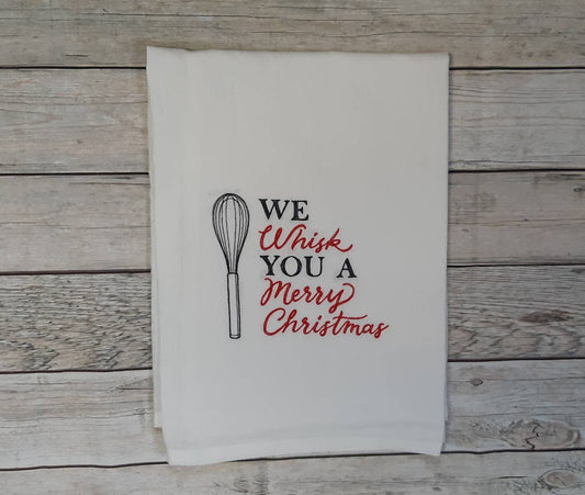 Embroidered Christmas Flour Sack Towel