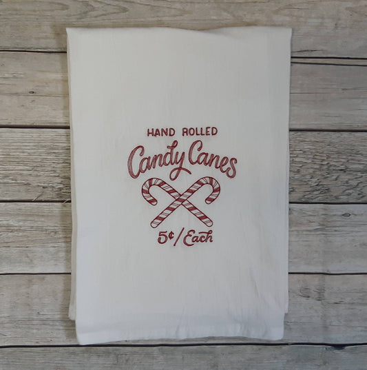 Embroidered Christmas Flour Sack Tea Towel