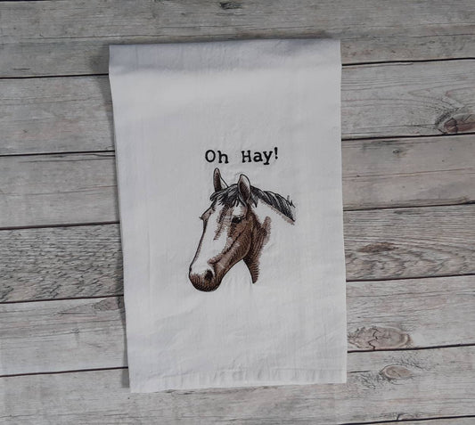 Embroidered Horse Flour Sack Towel