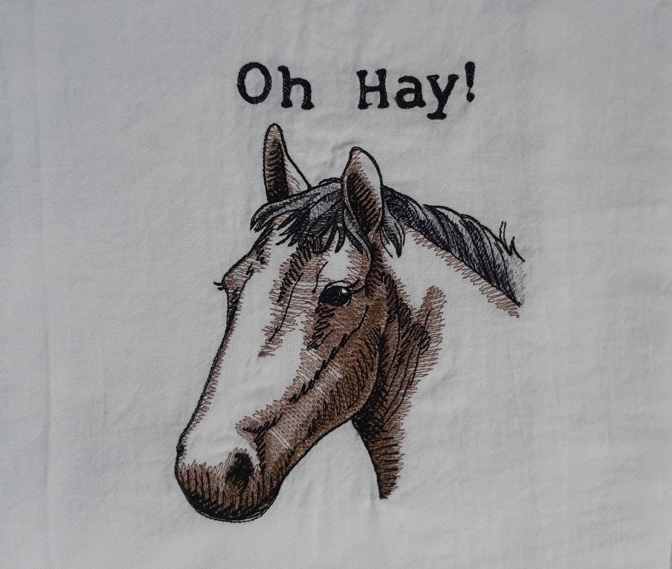 Embroidered Horse Flour Sack Towel