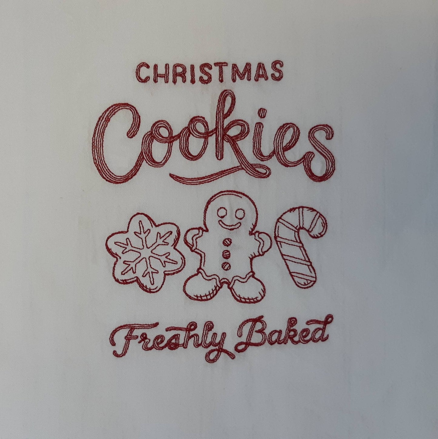 Embroidered Christmas Flour Sack Tea Towel