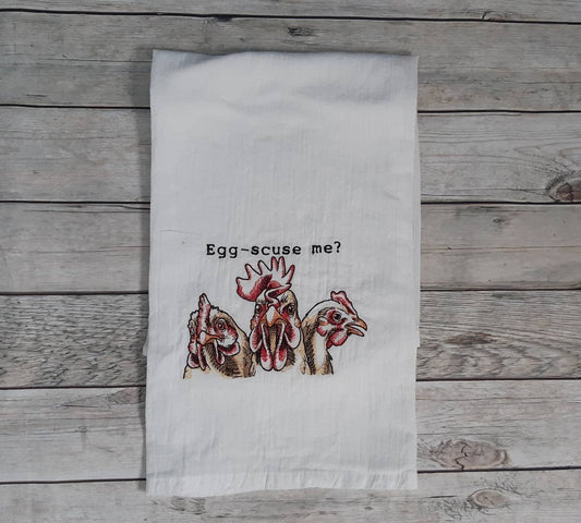 Embroidered Chicken Flour Sack Towel